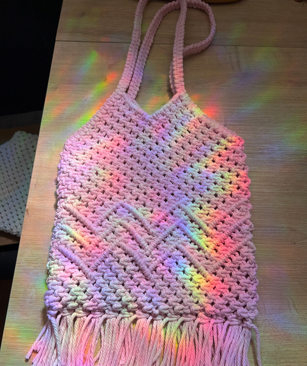 Macrame Shoulder Bag with Fringes 👜