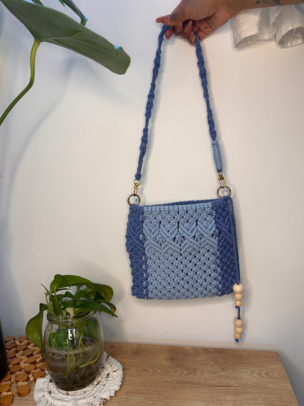 Borsa Elegante in Macramè- Manico Rimovibile