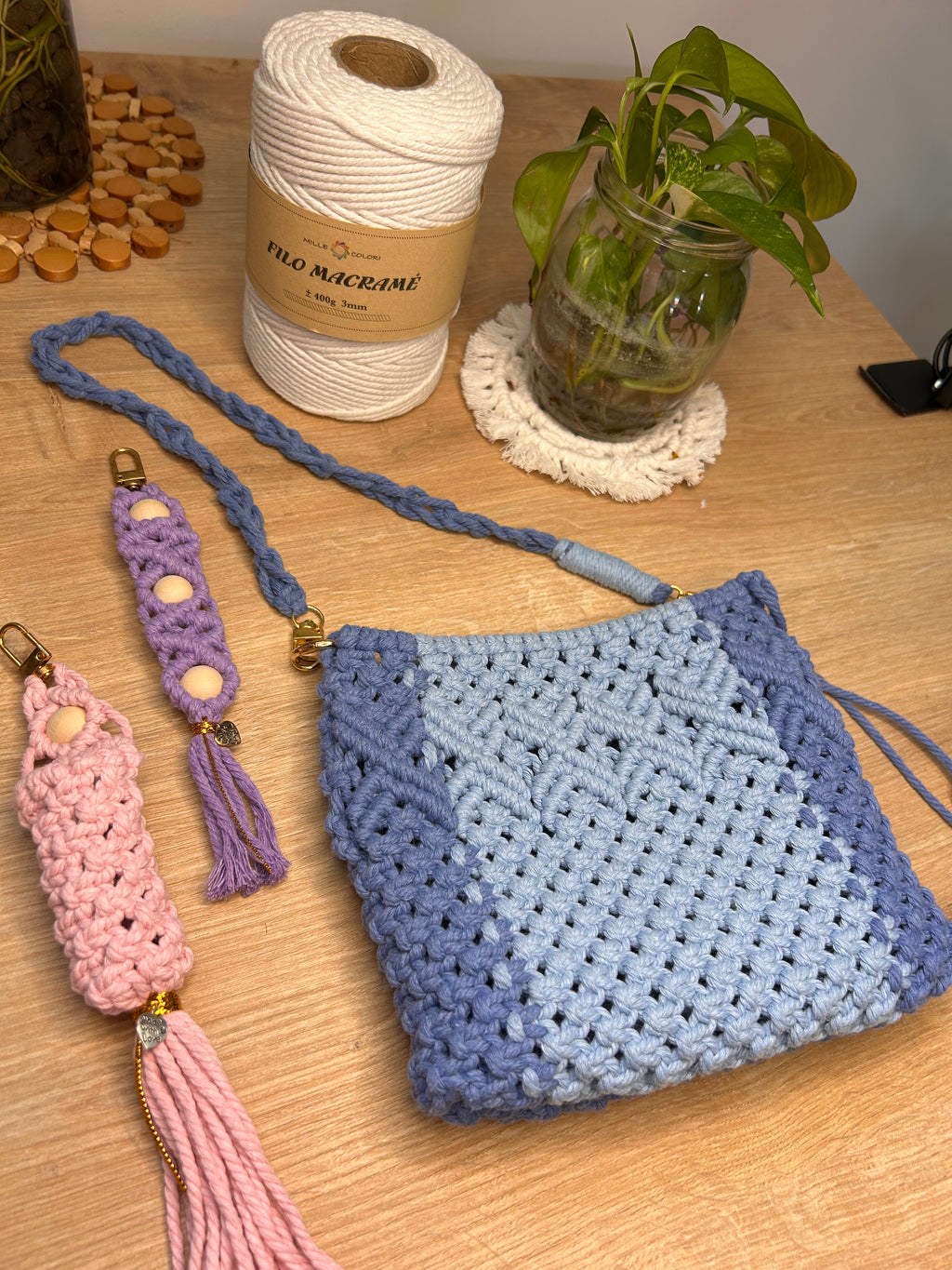 Borsa Elegante in Macramè- Manico Rimovibile