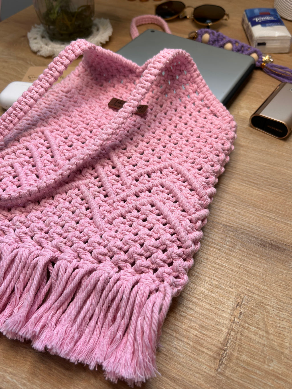 Macrame Shoulder Bag with Fringes 👜