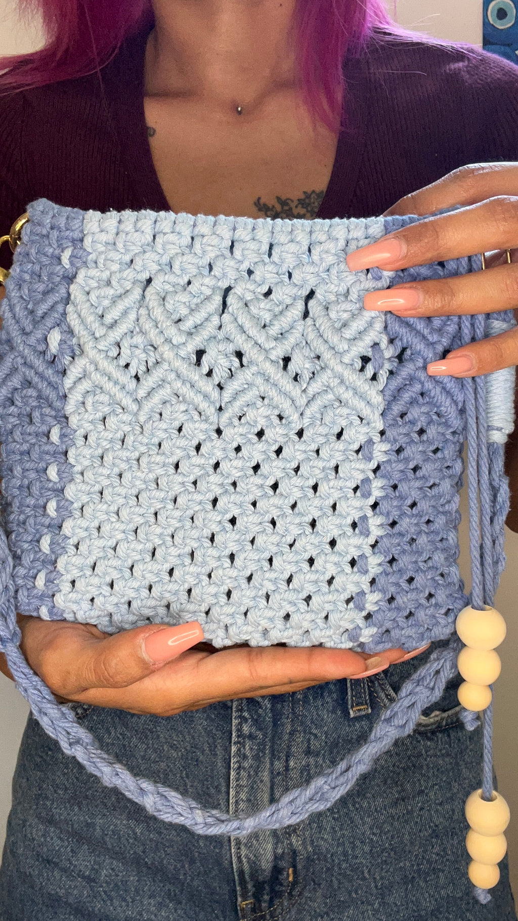 Borsa Elegante in Macramè- Manico Rimovibile